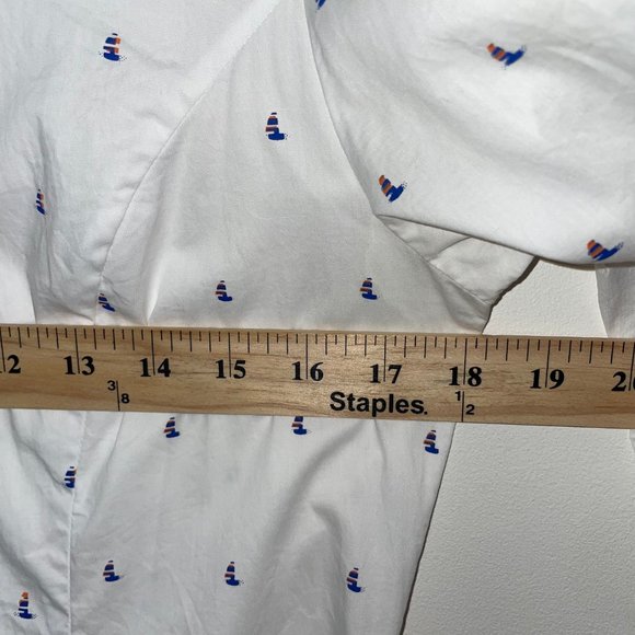 Vivienne Hu Cotton Button Shirt Dress Boat Print with Tie Size M - Picture 14 of 16